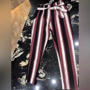 Beautiful high rise silk striped dress pants